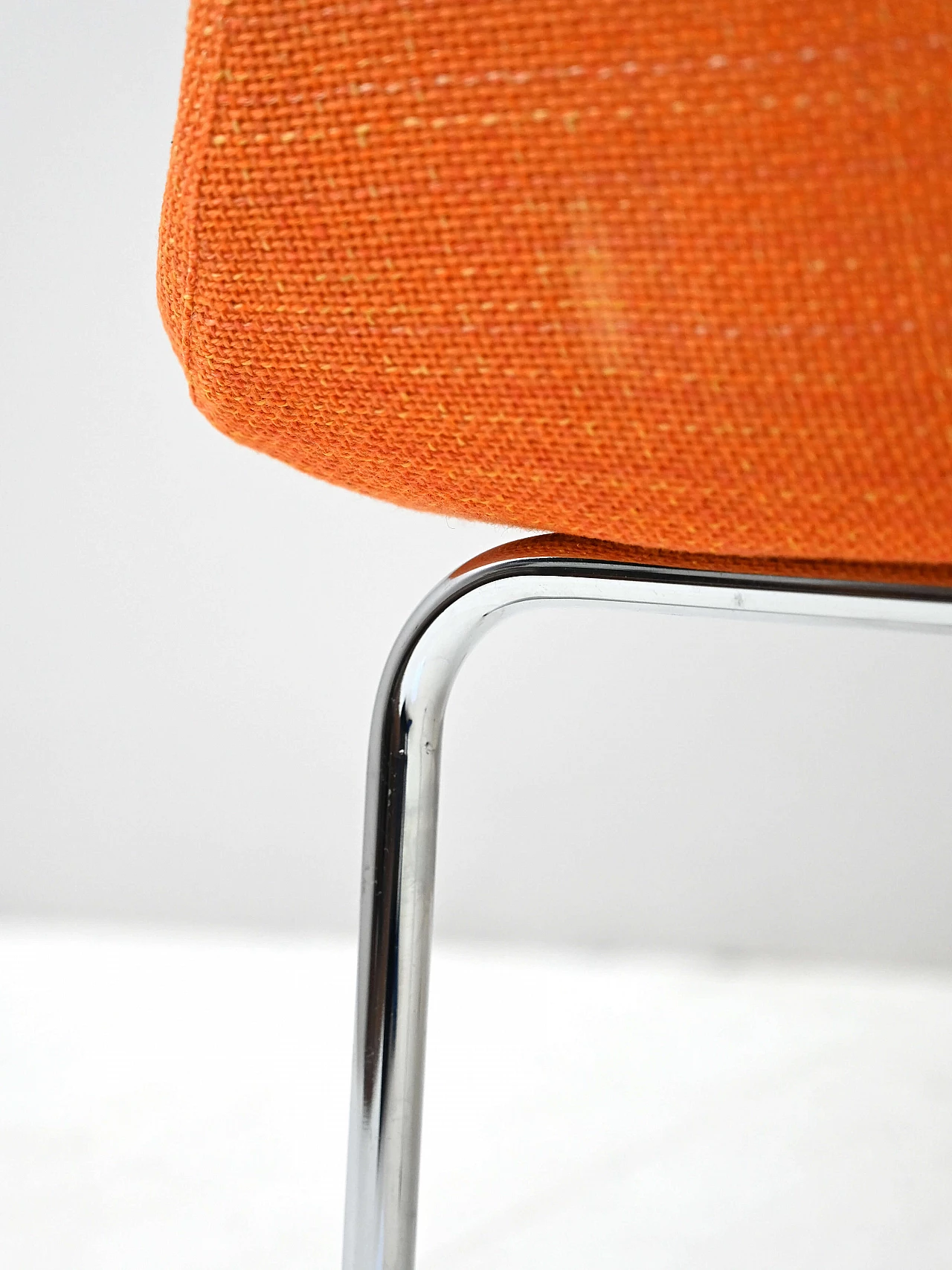 Poltrona in acciaio e tessuto arancione, anni '70 8