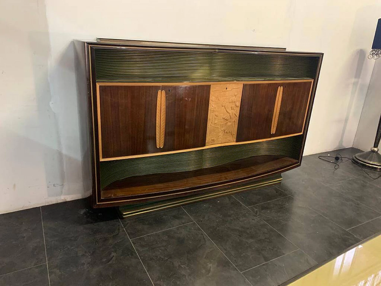 Sideboard, bar cabinet, mirror and table by Vittorio Dassi, 1940s 7