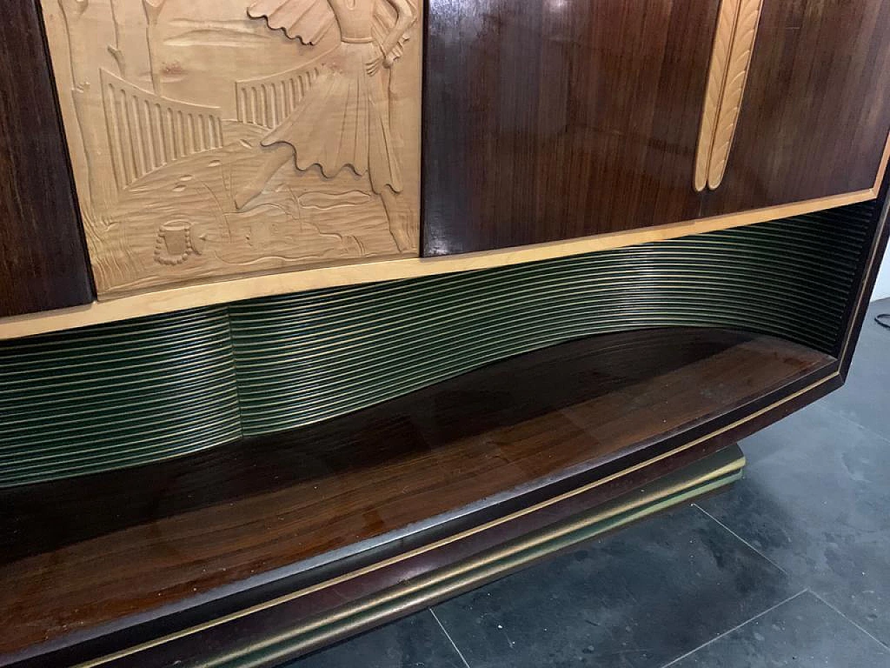 Credenza, mobile bar, specchio e tavolo di Vittorio Dassi, anni '40 9