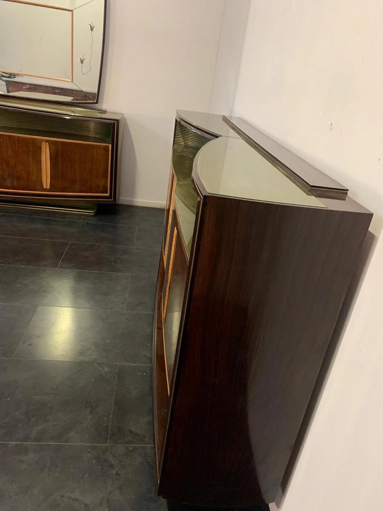 Sideboard, bar cabinet, mirror and table by Vittorio Dassi, 1940s 11