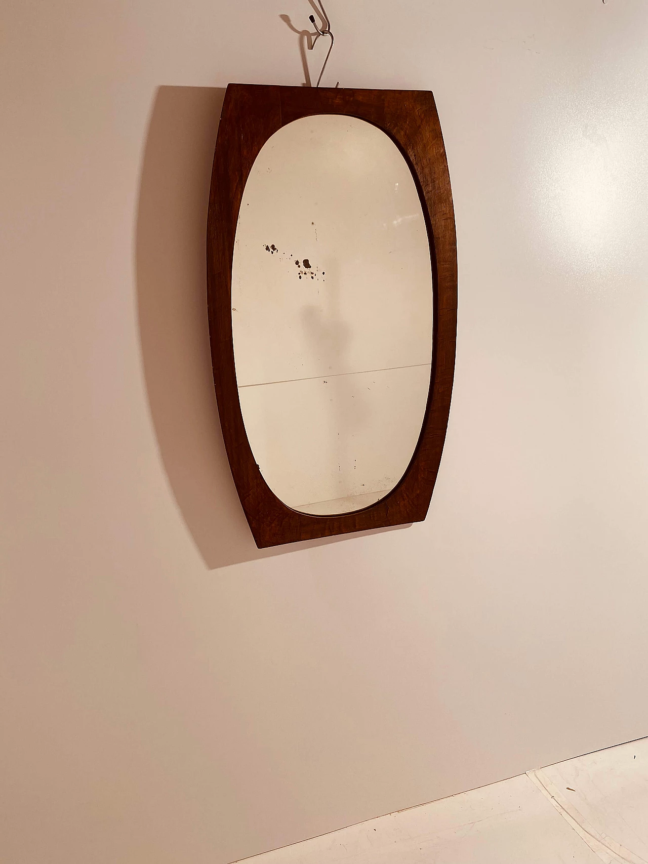 Specchio con cornice in legno, anni '50 3
