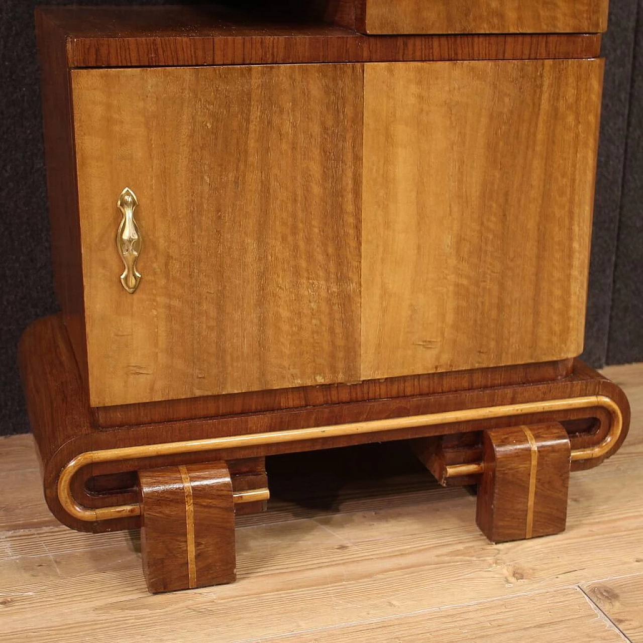 Pair of wooden bedside tables in Art Deco style, 1950s 5