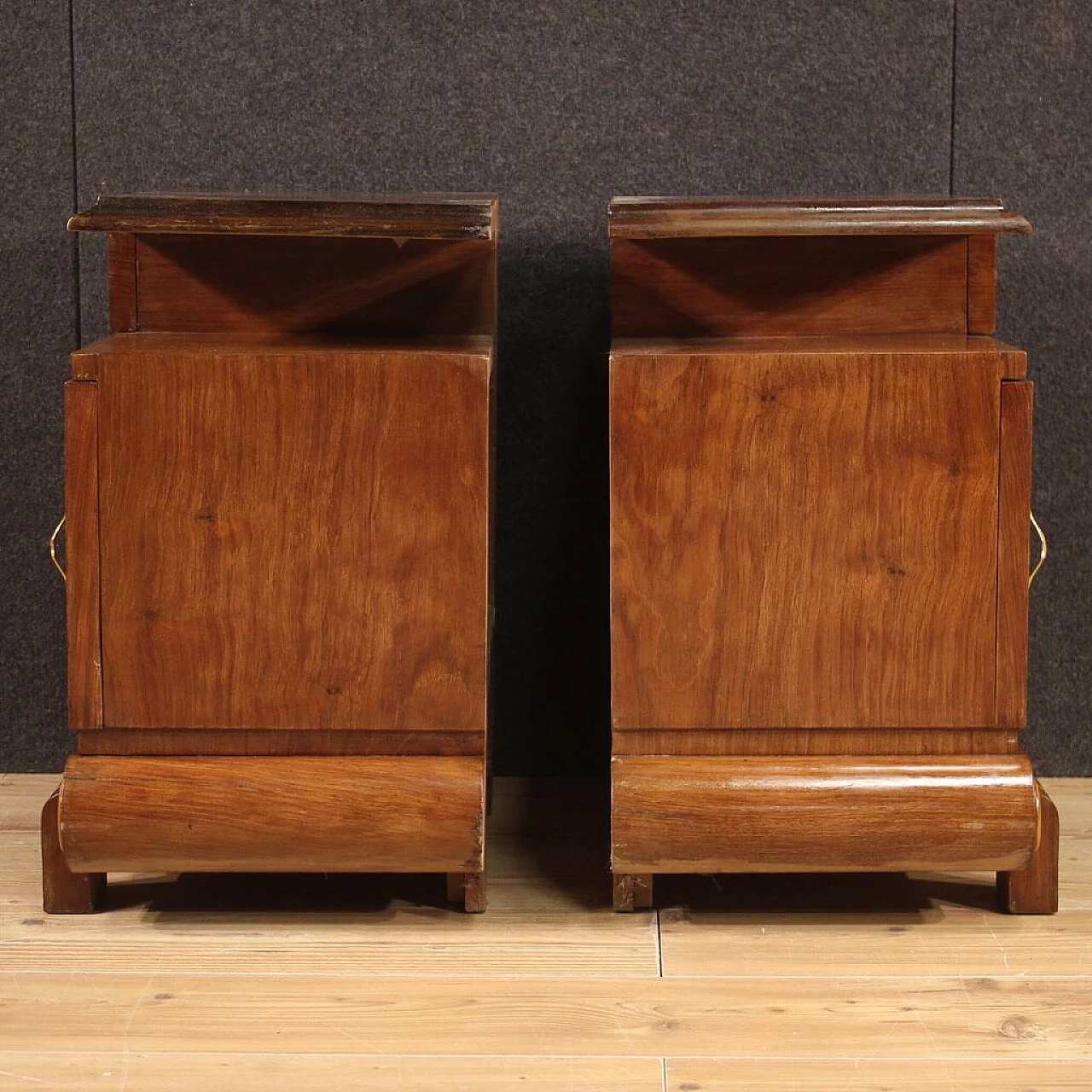 Pair of wooden bedside tables in Art Deco style, 1950s 11