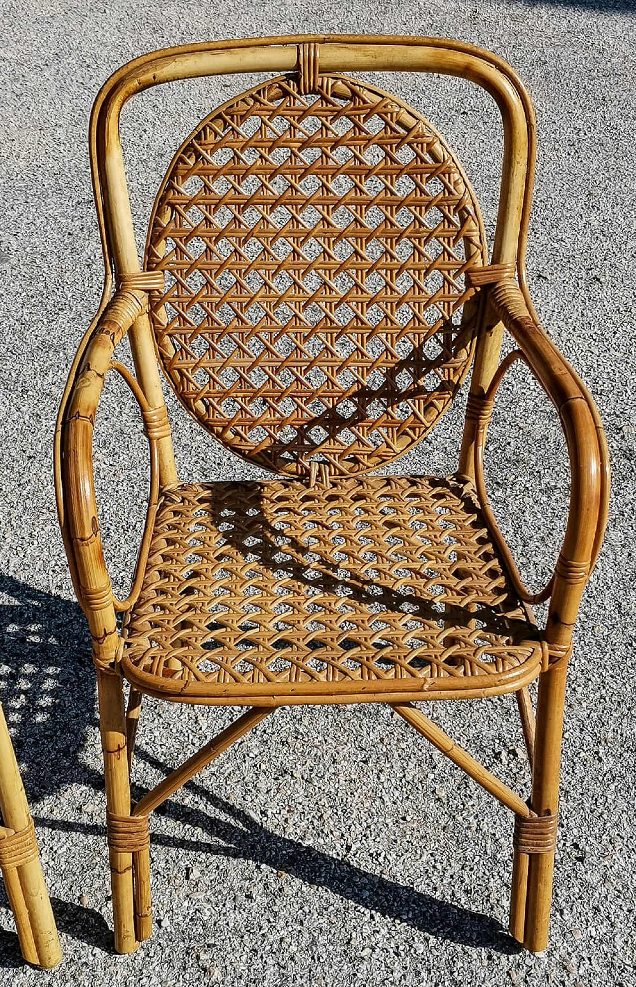 Pair of bamboo and woven rattan armchairs, 1970s 5