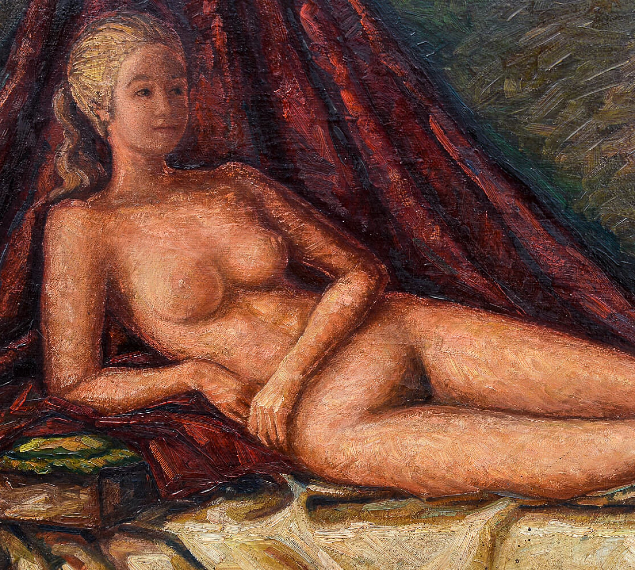 Nazareno Angelletti, dipinto di donna nuda, olio su tela, 1973 3