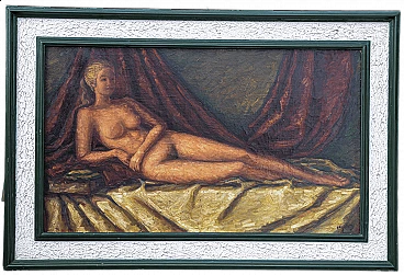 Nazareno Angelletti, dipinto di donna nuda, olio su tela, 1973