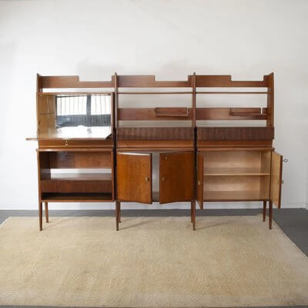 Wooden bookcase attributed to Gio Ponti, 1950s 12