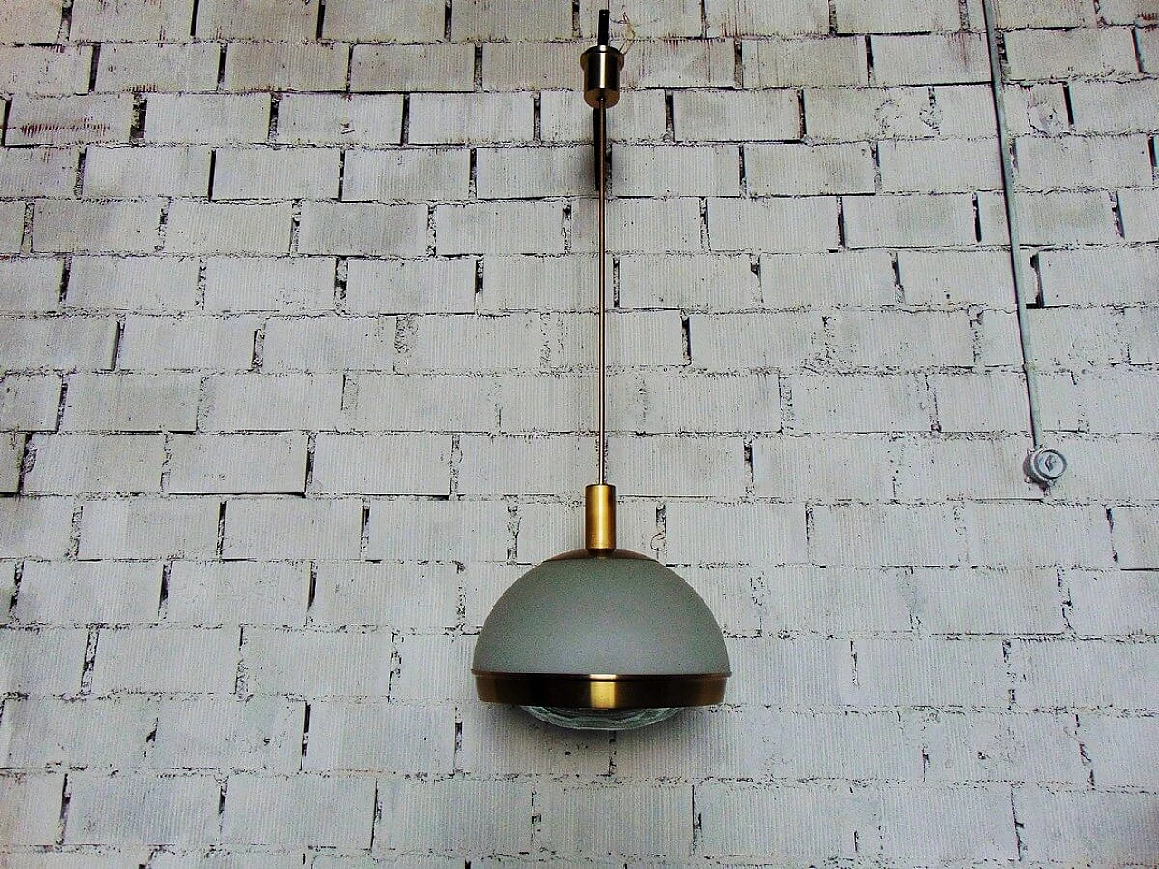 Glass and gilded aluminum lamp by Pia Guidetti Crippa, 1960s 2