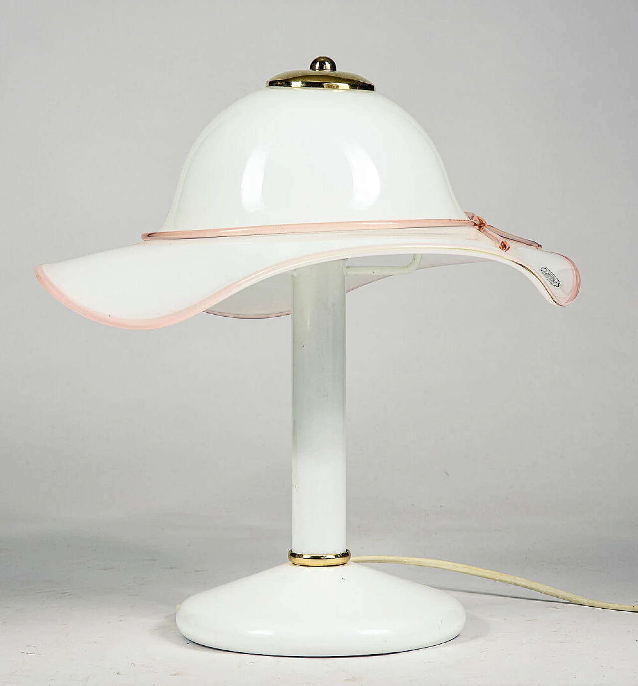 Lampada da tavolo in vetro di Murano a forma di cappello per Tiffany, anni '70 1