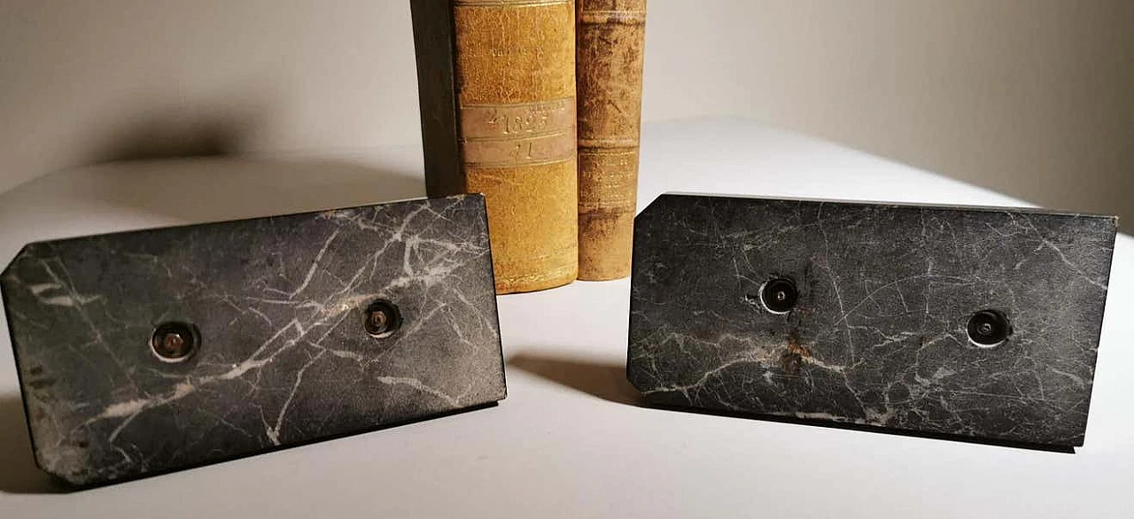 Pair of fish-shaped choice bookends with Marquinia marble base, 1930s 15