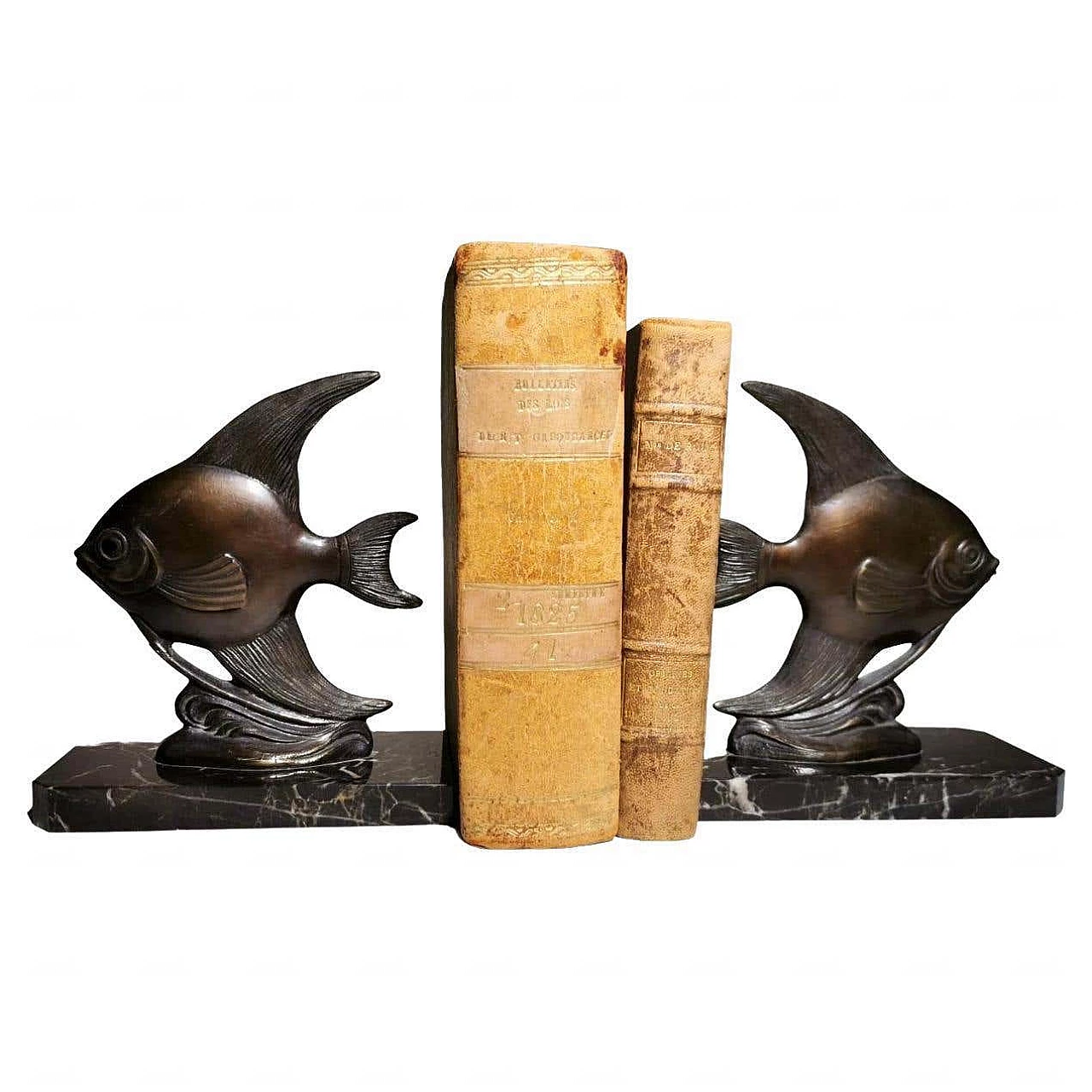 Pair of fish-shaped choice bookends with Marquinia marble base, 1930s 18