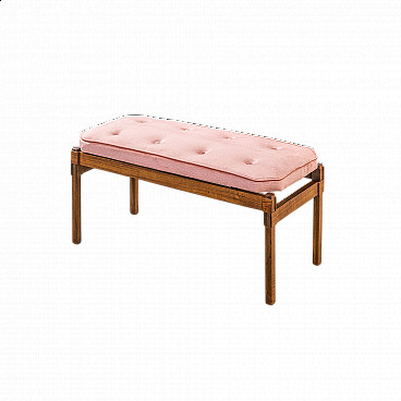 Wood bench with pink cushion by Ico Parisi, 1960s