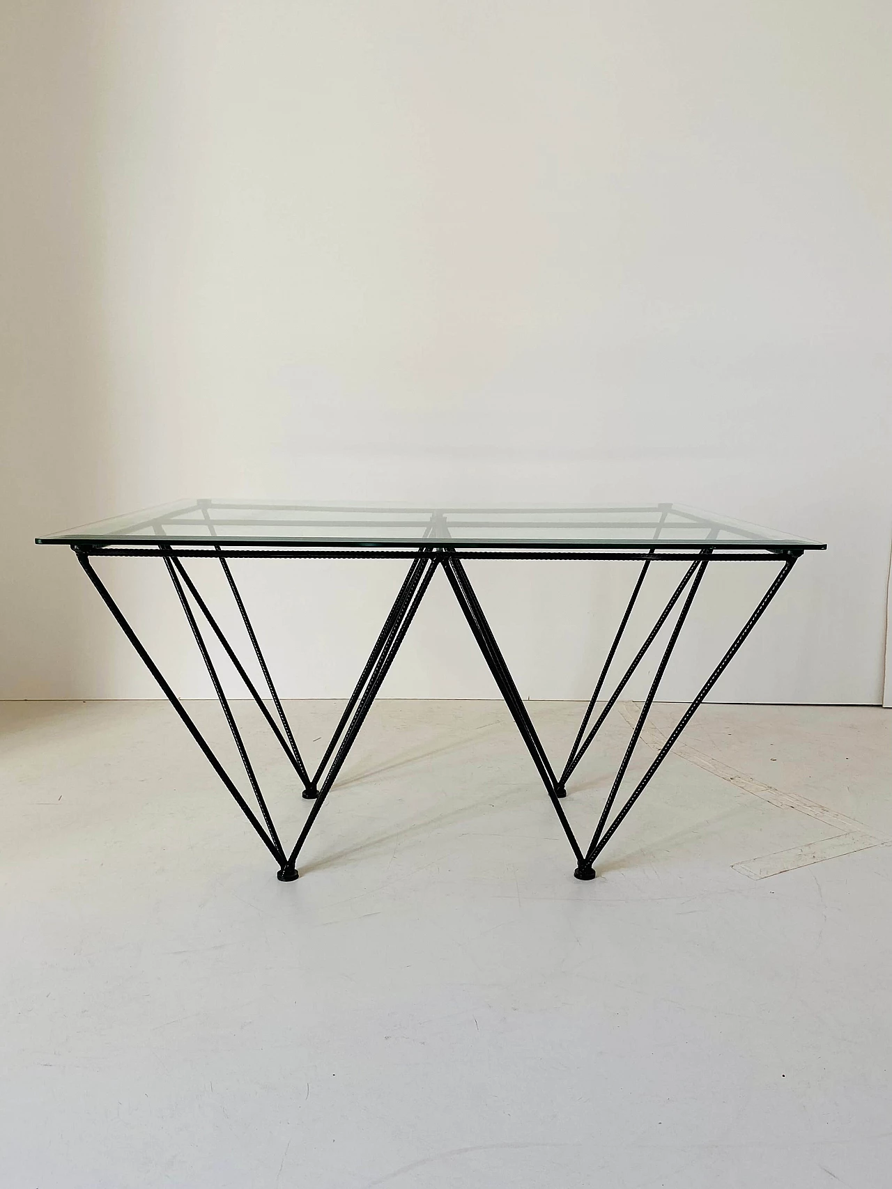 Coffee table with steel frame and glass top, 1970s 1