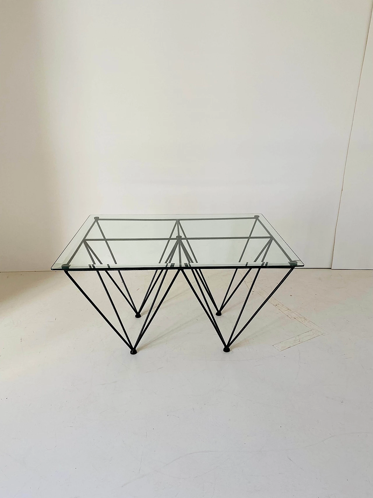 Coffee table with steel frame and glass top, 1970s 2