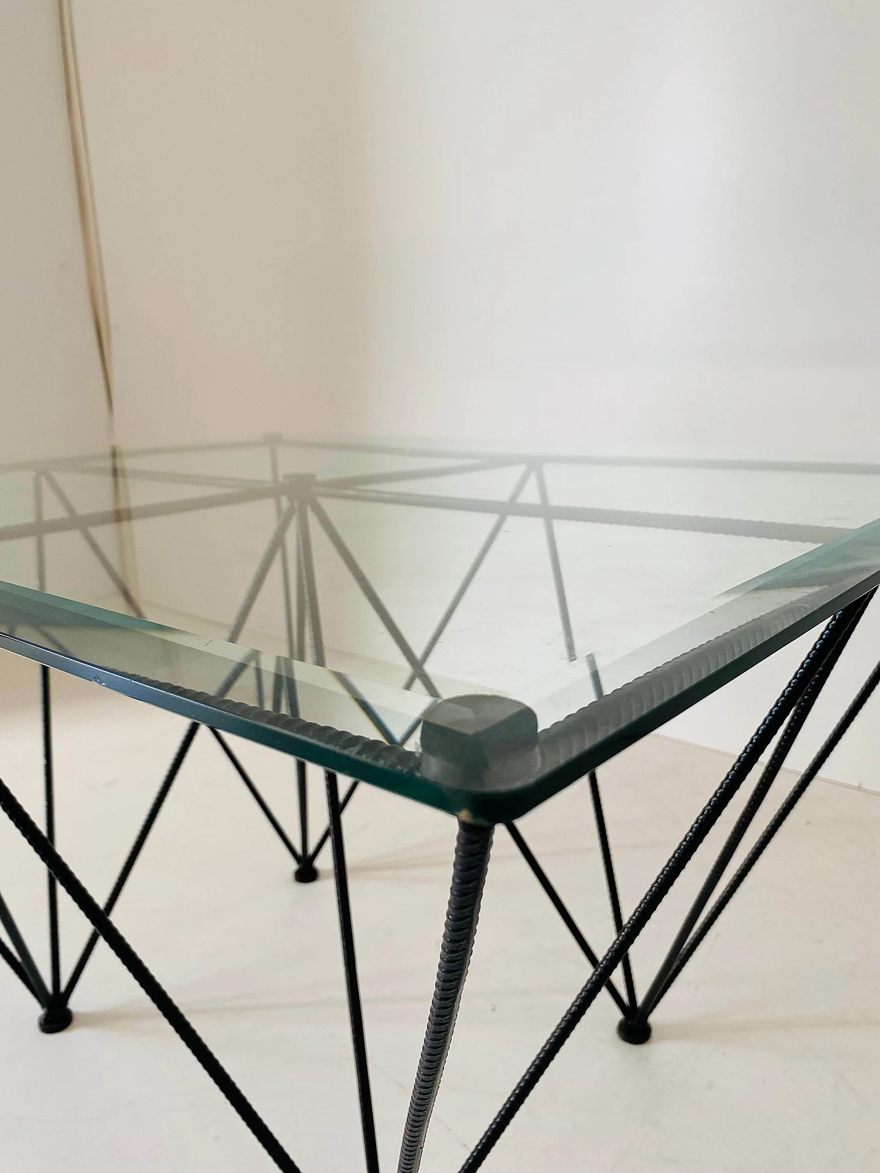 Coffee table with steel frame and glass top, 1970s 5