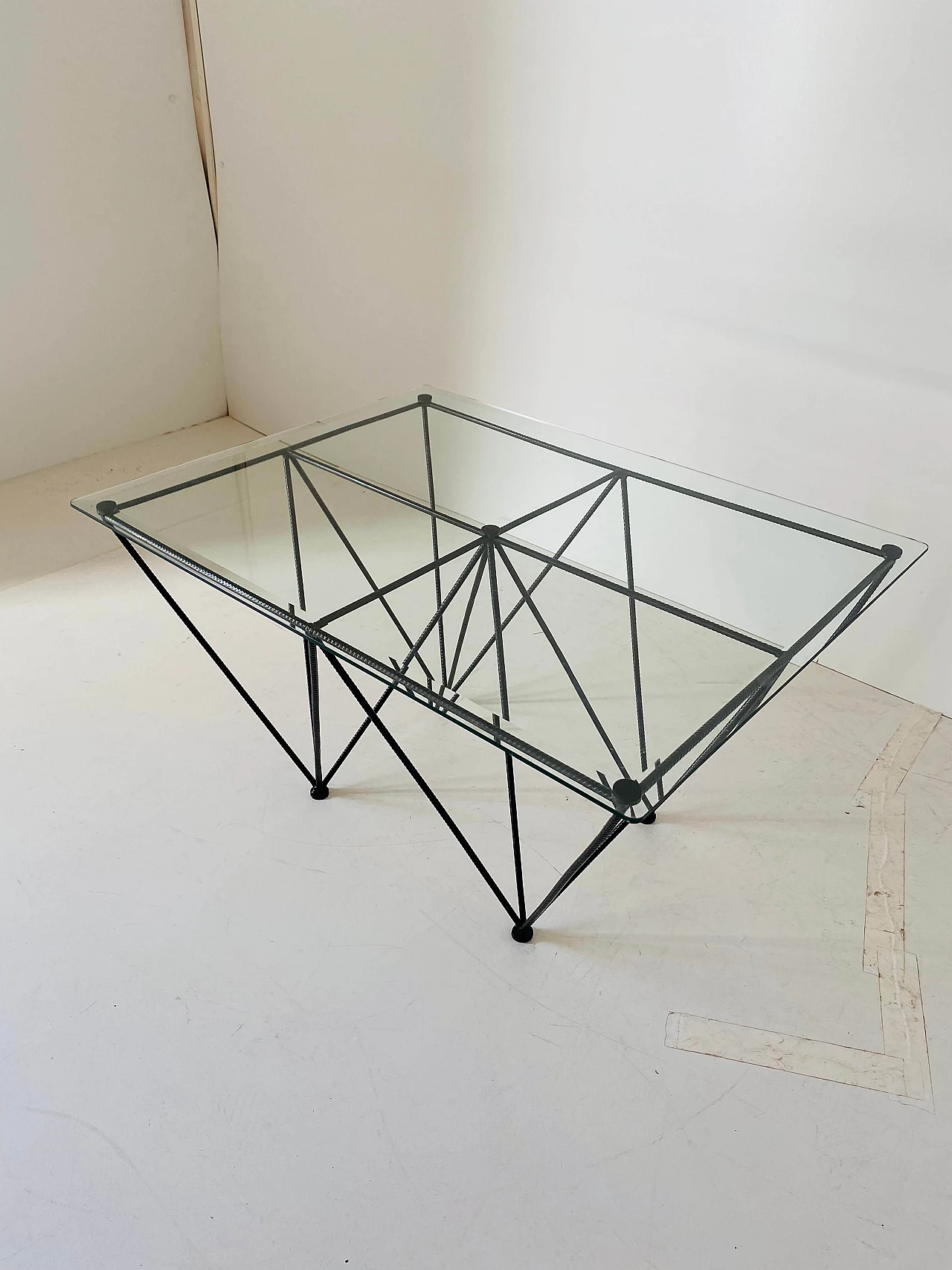 Coffee table with steel frame and glass top, 1970s 6