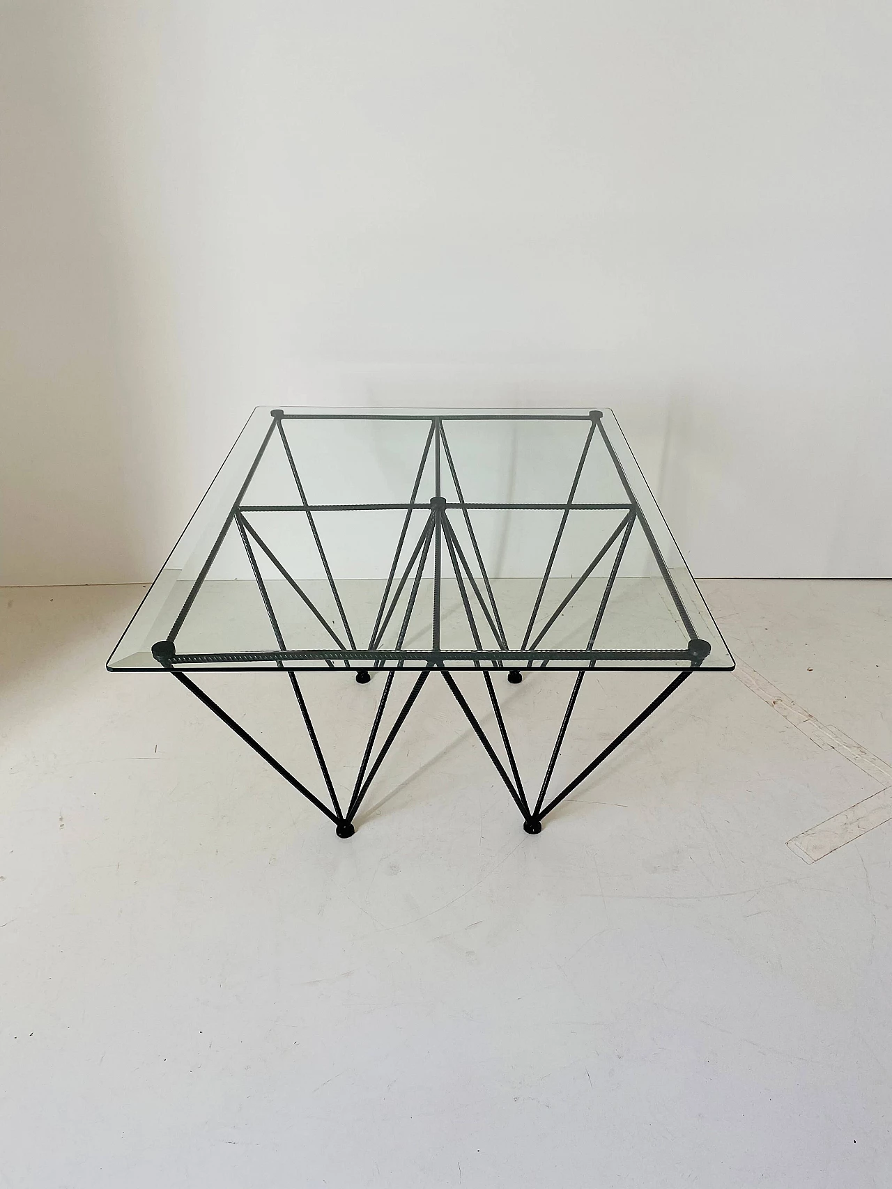 Coffee table with steel frame and glass top, 1970s 8