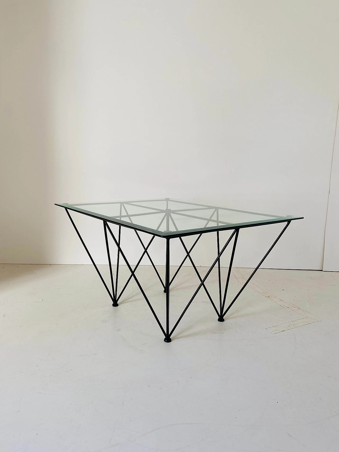 Coffee table with steel frame and glass top, 1970s 10