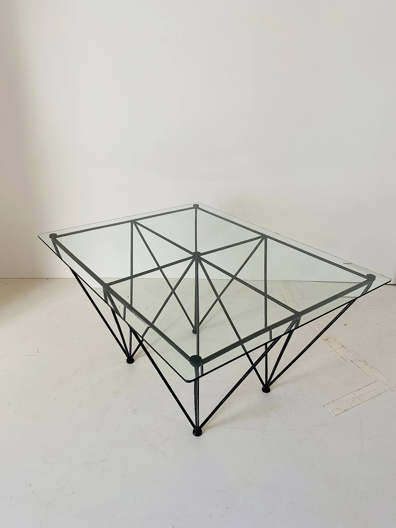 Coffee table with steel frame and glass top, 1970s 11