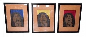 3 Paintings of Anna Magnani by David Parenti, 1980s