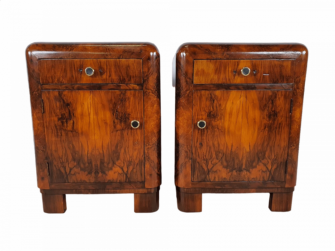 Coppia di comodini Art Déco in radica, anni '30 31