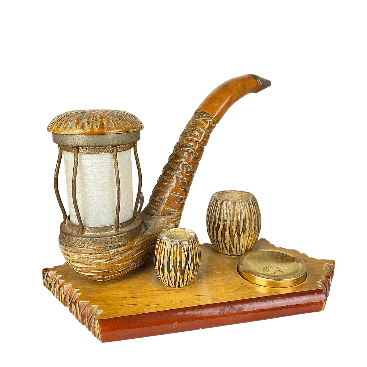 Lampada da tavolo a forma di pipa con posacenere di Aldo Tura 8