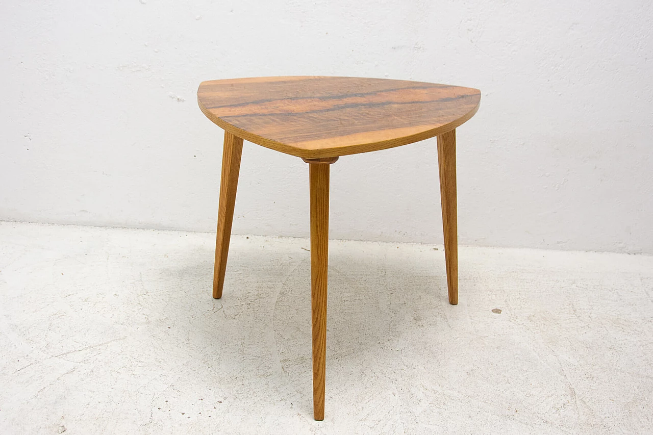 Triangular walnut side table, 1970s 9
