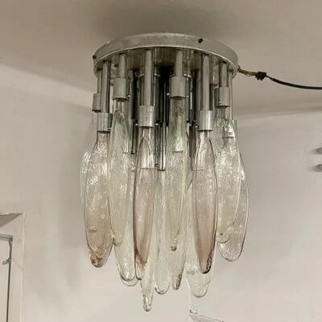 Lampadario a cascata in vetro di Murano di Mazzega, anni '70 1