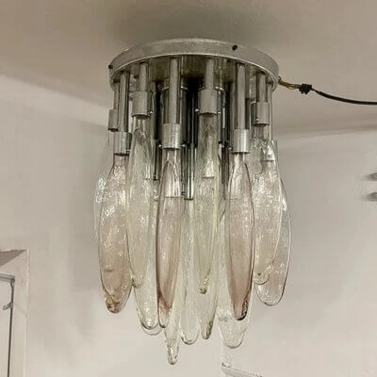 Murano glass cascade chandelier by Mazzega, 1970s 3