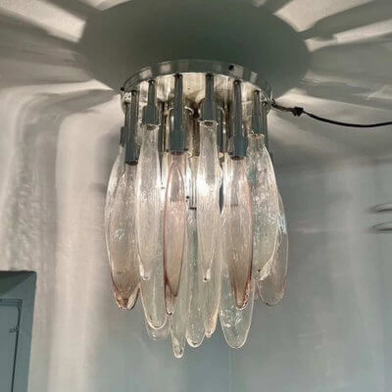 Murano glass cascade chandelier by Mazzega, 1970s 6