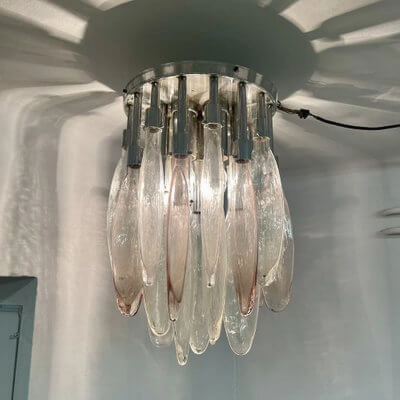 Lampadario a cascata in vetro di Murano di Mazzega, anni '70 6