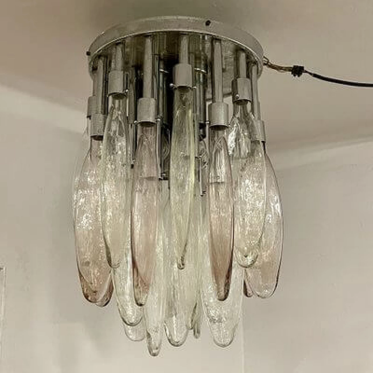 Murano glass cascade chandelier by Mazzega, 1970s 10