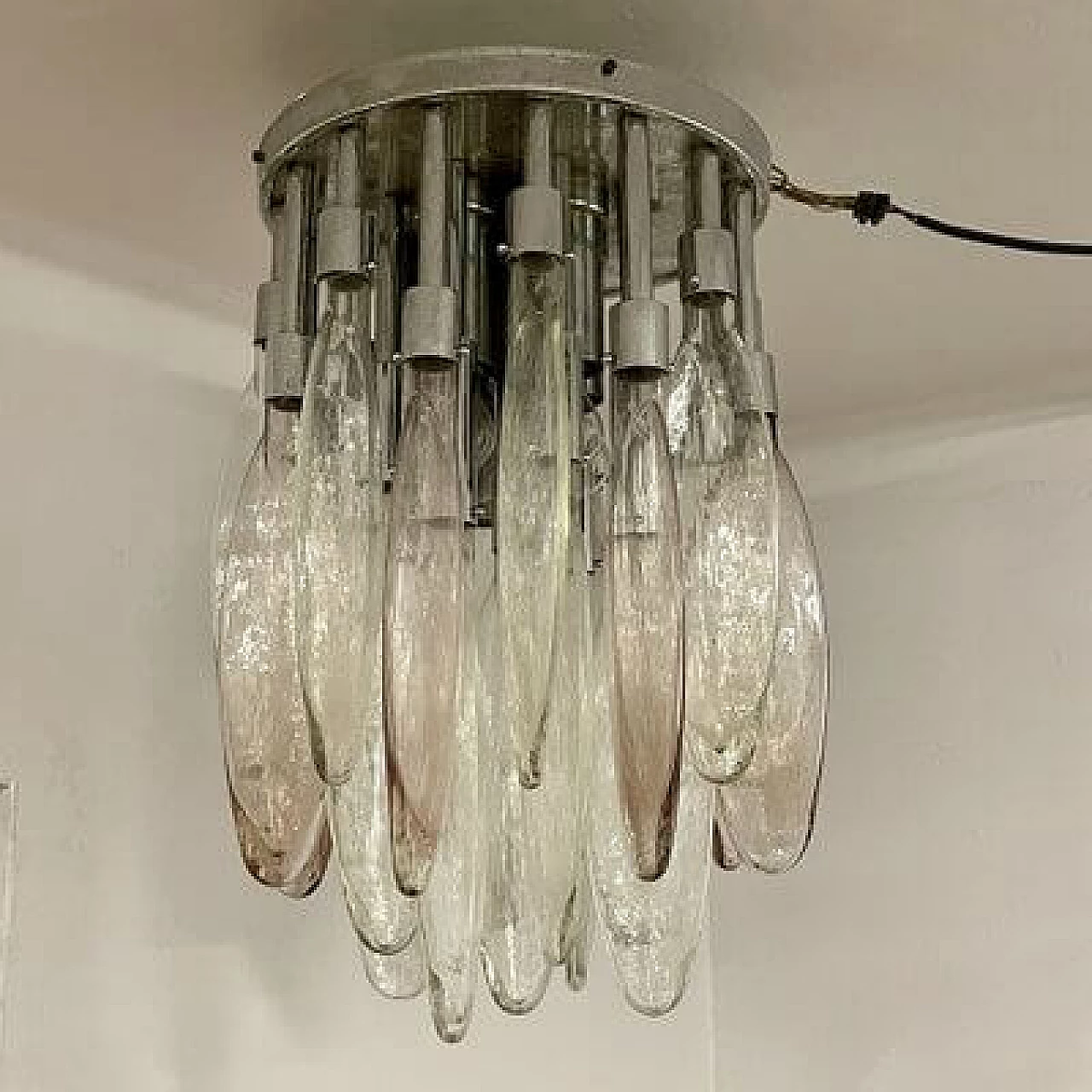 Lampadario a cascata in vetro di Murano di Mazzega, anni '70 10