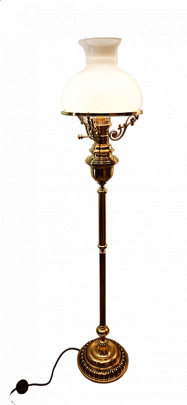 Brass floor lamp with double glass, 1960s