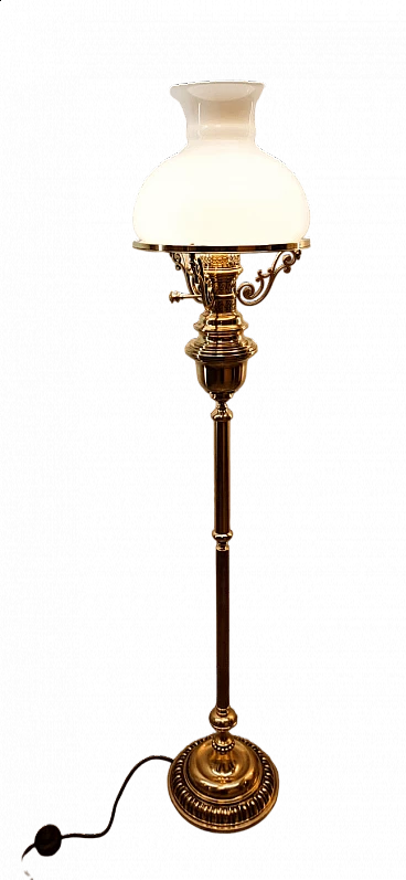 Brass floor lamp with double glass, 1960s