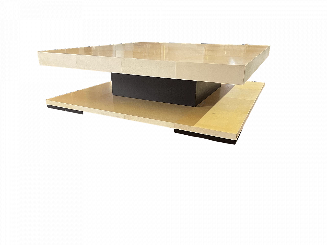 Wood and parchment coffee table by Giorgetti, 1980s 4