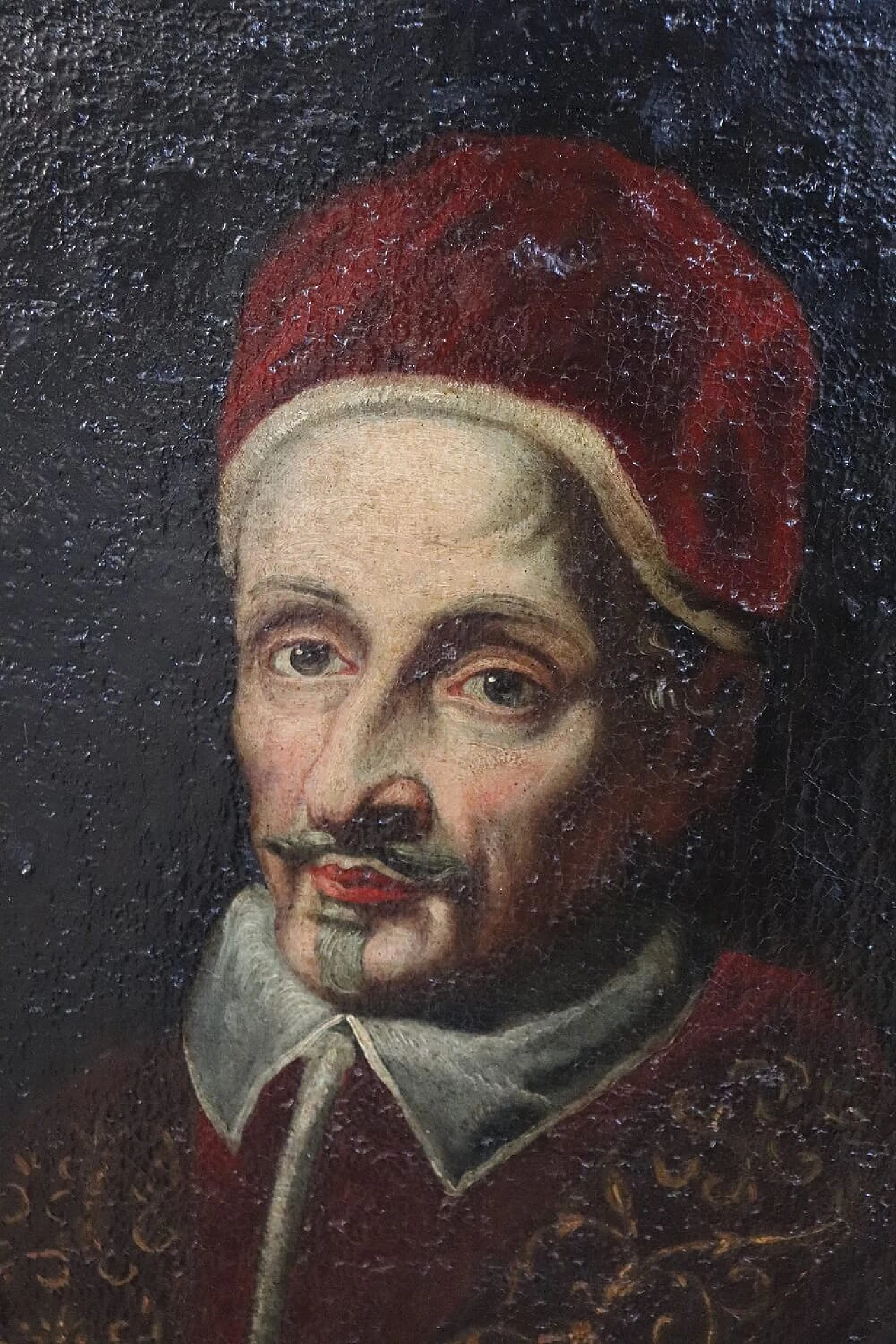 Dipinto di ritratto di Papa Clemente IX, olio su tela, '600 7