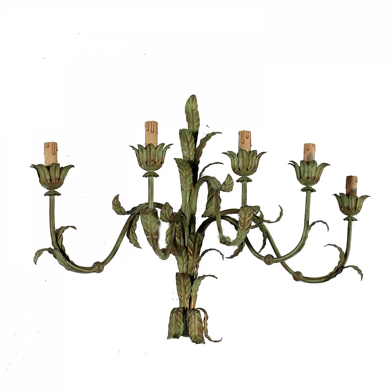 Lacquered metal 5-light wall sconce, early 20th century 1