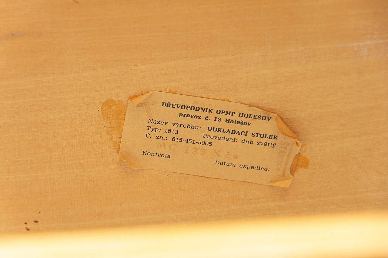 Oak coffee table for Drevopodnik Holesov, 1960s 11