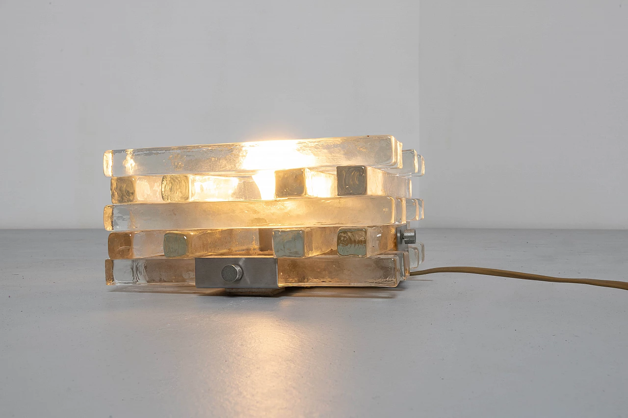 Corroded glass table lamp by Albano Poli for Poliarte, 1970s 2