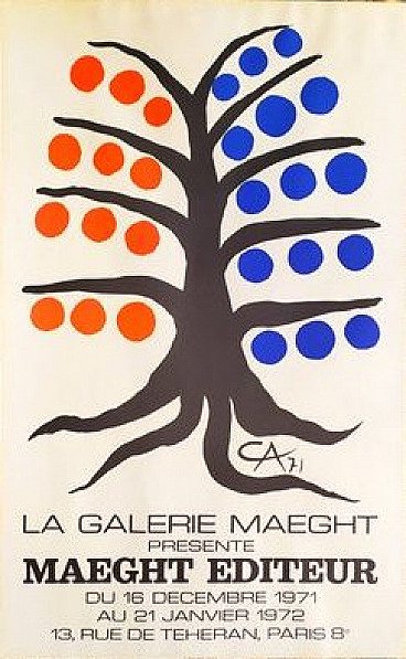 Lithographic poster by Alexander Calder, 1971