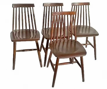 4 Wood chairs by Ilmari Tapiovaara for Edsby Verken, 1960s