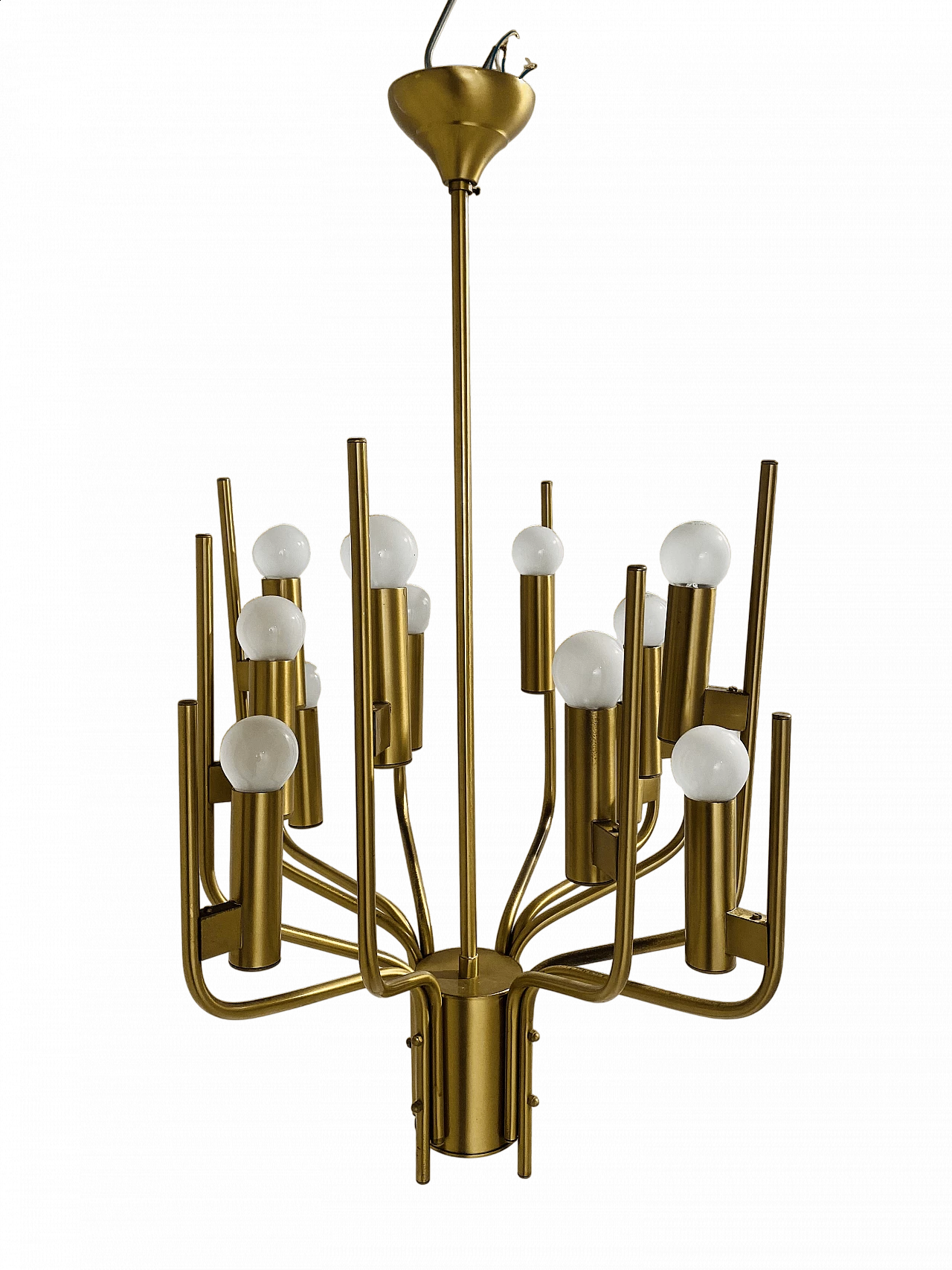 Brass chandelier by Oscar Torlasco, 1950s 12