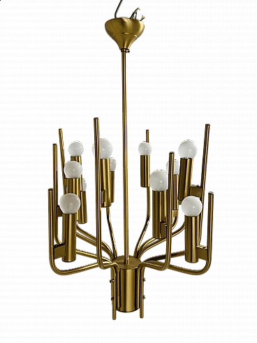 Brass chandelier by Oscar Torlasco, 1950s