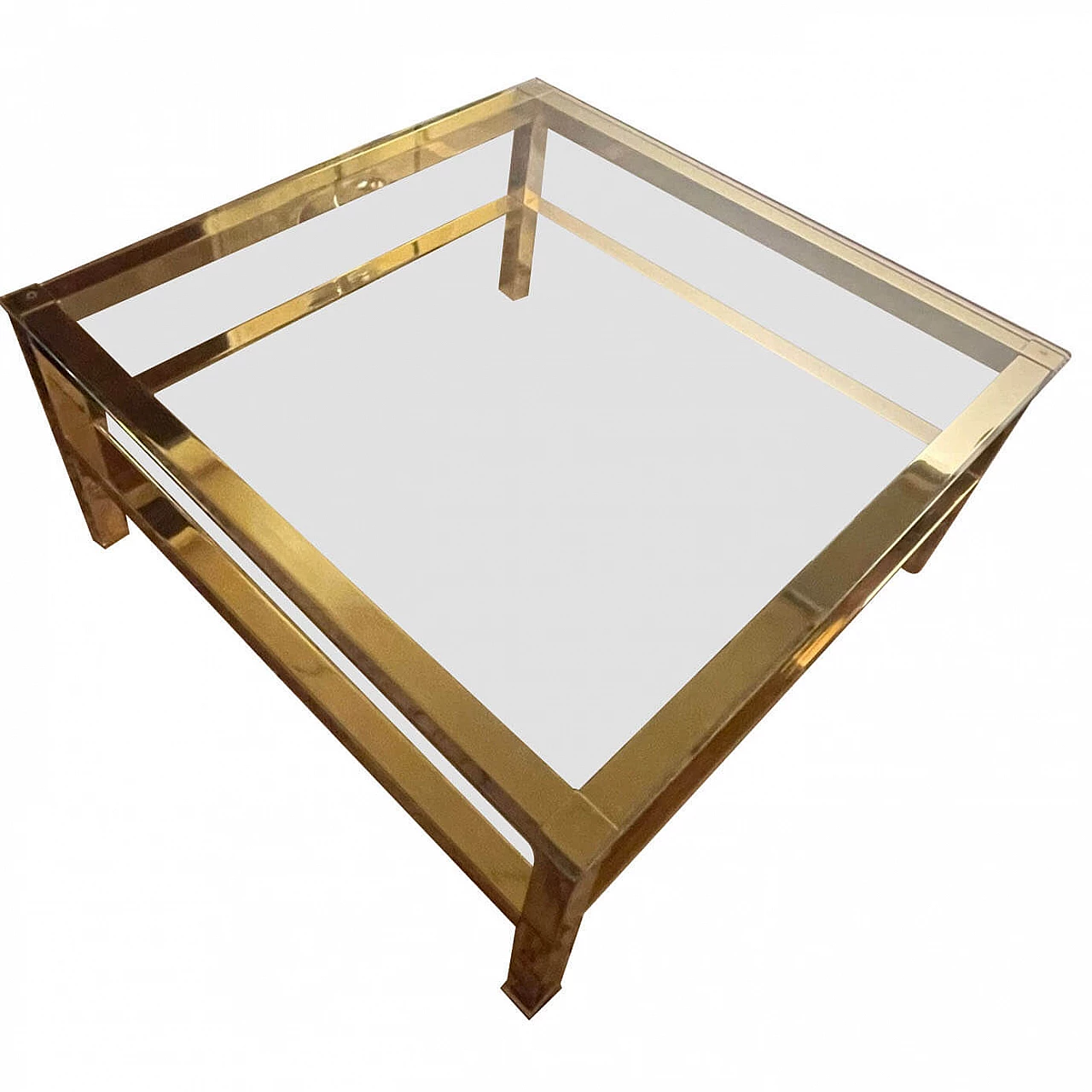 Brass and glass coffee table, 1990s 4