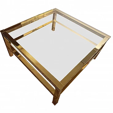 Tavolino in ottone e vetro, anni '90