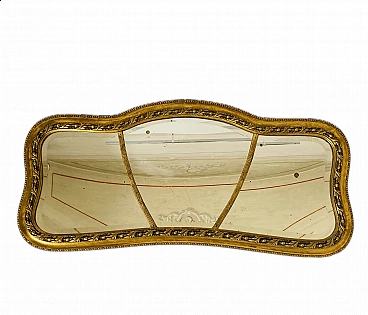 Specchio in legno massello con finitura in foglia d'oro, metà '800