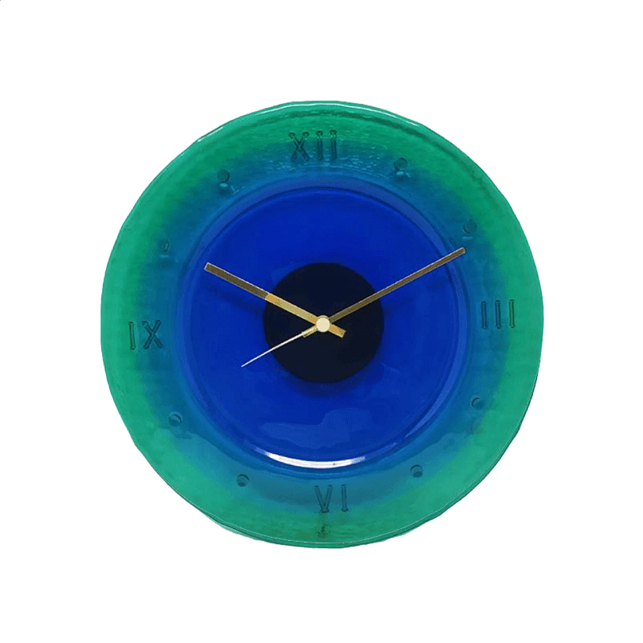 Blue and green Murano glass clock by Ca' dei Vetrai, 1960s 9