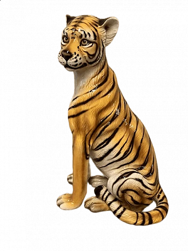 Scultura in ceramica raffigurante una tigre, anni '70