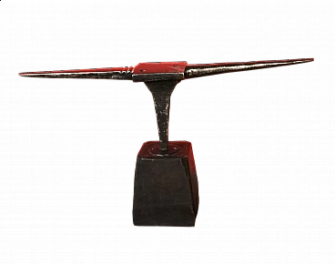 Steel anvil with wood stand, 19th century